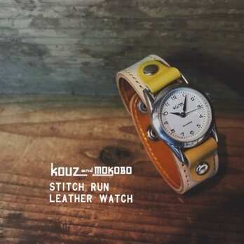 【送料無料】毎日つけていたくなる時計「ステッチラン 腕時計」受注生産（SRW-WCY-YS）の画像