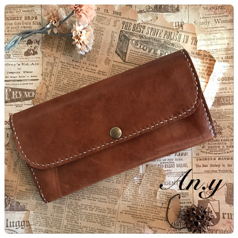 レザー長財布＊マーブルブラウン