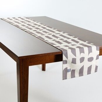 テーブルランナー 北欧柄 グレーフロー 天然リネン 183×30cm jubileetabletr034ymの画像