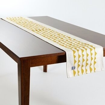 テーブルランナー 北欧柄 マスタードリップル 天然リネン 183×30cm jubileetabletr031ymの画像