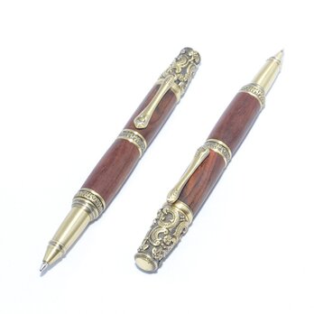 【受注製作】木製の回転式ボールペン（ココボロ；真鍮のメッキ）の画像