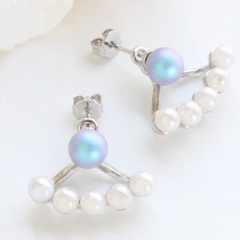 レインボーブルースカイ&クリーム　2wayハンガーピアス　*Rの画像