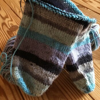 【M様オーダー品】ドイツソックヤーンの手編み靴下の画像