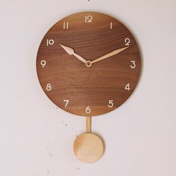 木製 振り子時計　ブラックウォールナット材1の画像