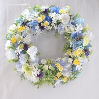 spring　blue　&　violet：little　flowers　wreathの画像
