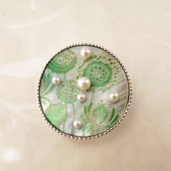 ＳＶ・Ｋ18　Button   Brooch (Green)の画像