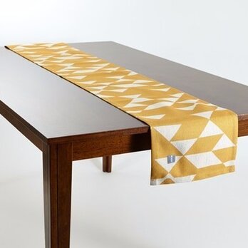 テーブルランナー 北欧 イエローマスタードダイヤモンド 天然リネン 183×30cm jubileetabletr011の画像