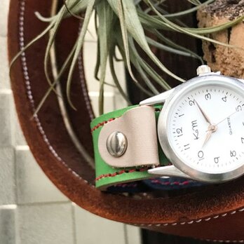 【送料無料】毎日つけていたくなる時計「ステッチラン 腕時計」受注生産（SRW-GNH-RS）Ⅱの画像