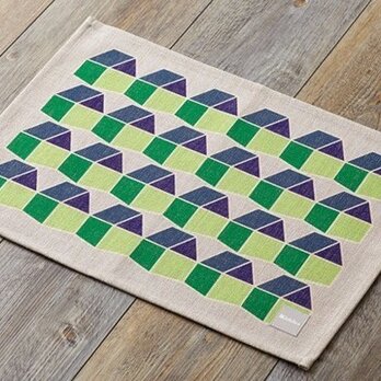 ランチョンマット 北欧柄 コテージ タイル 2枚組 天然リネン 45×32cm jubileeteatoweltt054ymの画像