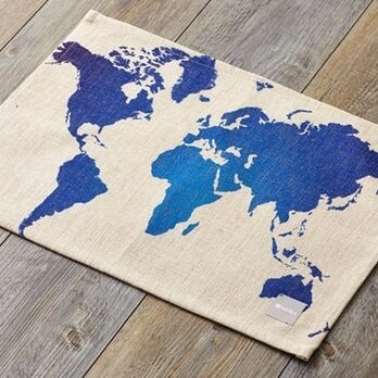 ランチョンマット 北欧デザイン ブルーワールド 2枚組 天然リネン 45×32cm jubileeteatoweltt042の画像
