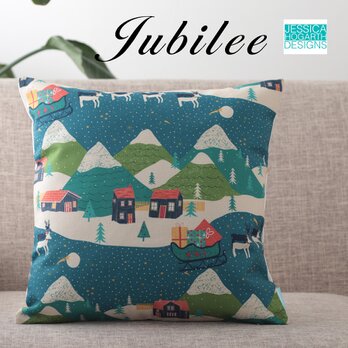 クッションカバー 45×45cm 北欧柄 ジェシカスノータウン 天然リネン jubileecushionjh003の画像