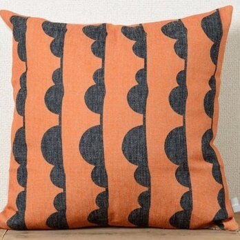 クッションカバー 45×45cm 北欧風 オレンジクラウドライン 天然リネン jubileecushioncc094ymの画像