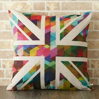 クッションカバー 45×45cm イギリス 天然リネン ジオユニオンジャック jubileecushionse512の画像