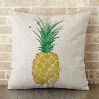 クッションカバー 45×45cm アート フルーツ 天然リネン パイナップル jubileecushionse387aの画像