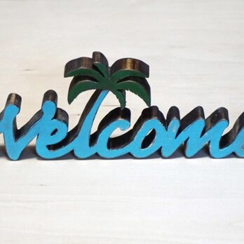 「Welcome」木製オブジェ（ブルー・タイプB）の画像