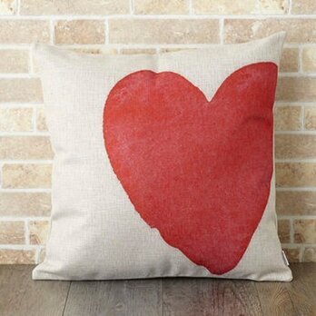 クッションカバー 45×45cm 赤 レッド 天然リネン ビッグハート jubileecushionse305aの画像
