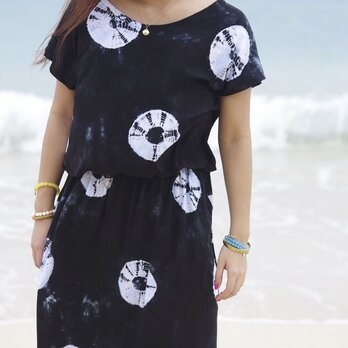 2017新作！タイダイドルマンスリーブワンピース　＜ブラック＞