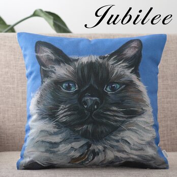 ペットクッションカバー 45×45cm 猫 ネコ バーマンキャット jubileecushionca002の画像