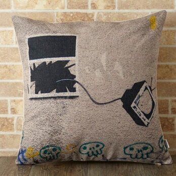 クッションカバー 45×45cm Banksy TVフライング jubileecushionba022の画像