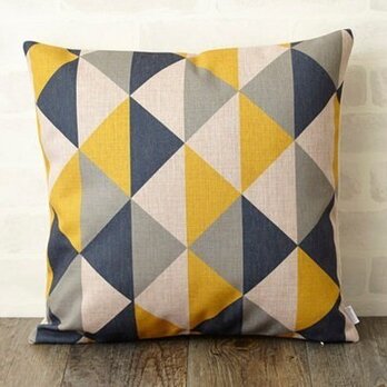 クッションカバー 45×45cm 天然リネン イエローグレイダイヤモンド jubileecushionse351aの画像