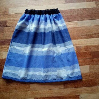 ★インド手織イカットのスカート★ブルー濃淡が今年風★の画像