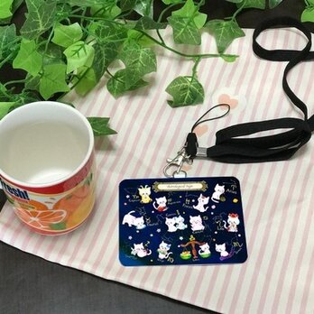 〈受注生産〉ネックストラップ付き合成皮革IDカードケース「12星座キャット」 by なおちるの画像