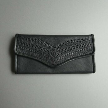 stitch long wallet  (black)の画像