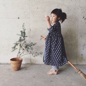 cotton robe onepiece＊navy flower＊Mの画像