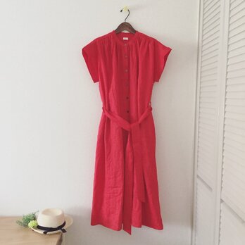 linen gathered onepiece ＊Ladies＊redの画像