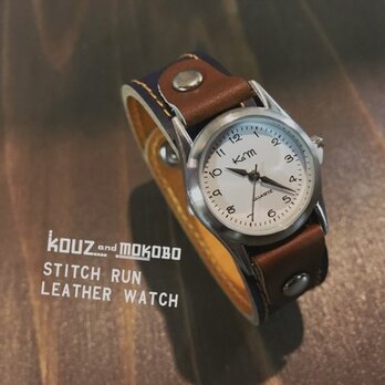 ▲STITCH 古きを大事にするトラディショナルカラー「ステッチラン 腕時計」男女兼用（SRW-NCB-CS）の画像