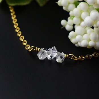 ＮＹ産ハーキマーダイヤモンドの天然石ネックレス ステンレス（誕生日プレゼント, プチギフト, ラッピング）の画像