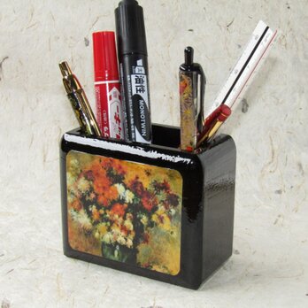 ✨くるみ工房✨漆コーティングペン立て小物入れ　絵画ルノワールの画像