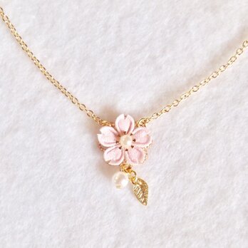 桜の願いネックレス （ つまみ細工＊受注制作 ）の画像