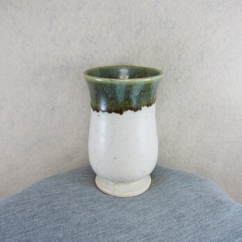 陶器ゴブレット シャンパングラス型（白・緑）の画像