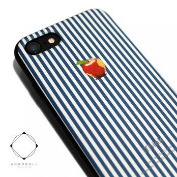 iPhone7/iPhone8/iPhoneSE2（新型）軽量レザーケースカバー（ブルー×ブラック）ロンドンストライプの画像