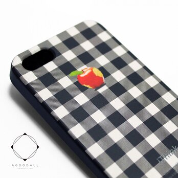 iphone5/iphone5s用/iphoneSE　軽量レザーケース（オフホワイト×ブラック）シェパードチェック appleの画像