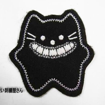 ★★アップリケ/刺繍ワッペン★星の黒猫★アイロン接着★★小2の画像