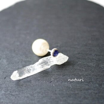 【noix】sv925 sapphire pierce with pearl catch (1pc)の画像