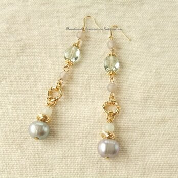 SALE Pierces or Earrings　グリーンアメシスト（P0746）の画像