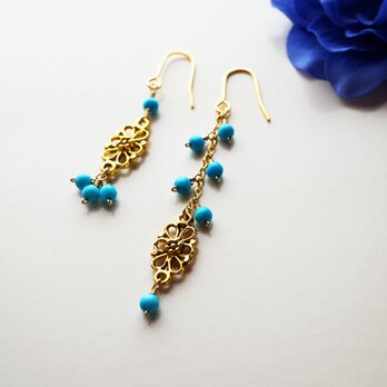 プチオリエンタル ターコイズピアス Petit Oriental Turquoise earrings P0024の画像