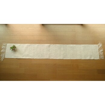 手織り麻の細長のテーブルランナー（１）の画像