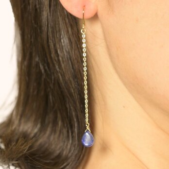 天然石 ラグジュアリーカイヤナイトロング Laxuary Kyanite Long earrings P0069の画像