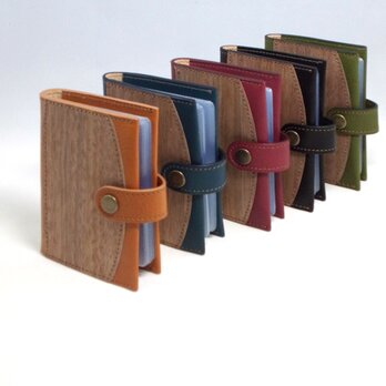 [5色] 木と革のカードケース（16p） --- クリアポケットでカードを整理