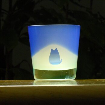 一番星と猫の冷酒　水色×青　グラス　 (1個）の画像