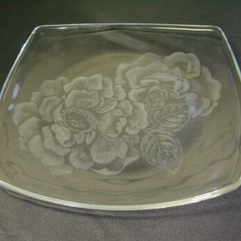 グラスリッツエン　　　角皿　　薔薇画の画像