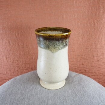 陶器ゴブレット シャンパングラス型（白・茶：再販）の画像