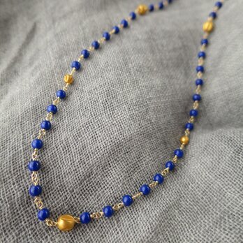 【W】様　ご予約品　K18 Lapis lazuli・Gold beads Ｎｅｃｋｌａｃｅの画像