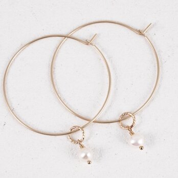 14KGF Petit Charm Hoops WHの画像
