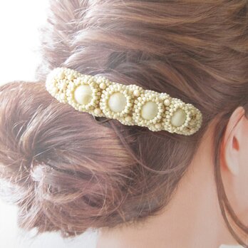 SALE Hairaccessory　アイボリー　マーブル　バレッタ（K0575)の画像