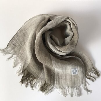 尾州織りフレンチリネンのナチュラルチェックガーゼストール